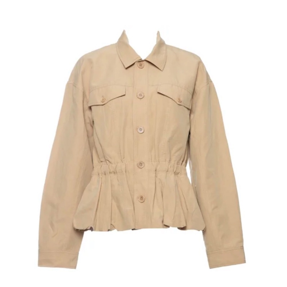 Les Copains Beige Utility Jacket with Peplum Waist